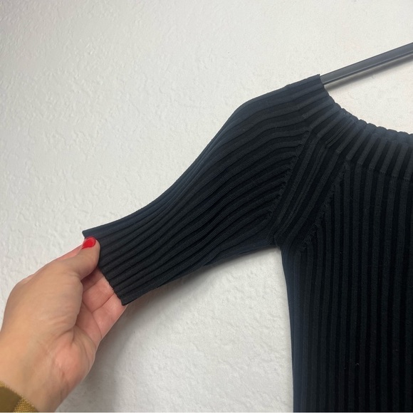 Helmut Lang Ribbed Short Sleeve Silk Blend Top - Picture 6 of 7